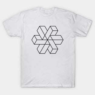 Impossible Shapes – Optical Illusion - Geometric Snowflake T-Shirt